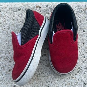 Vans Off the Wall sneakers red suede slip ons baby toddler size 6 boy or girl